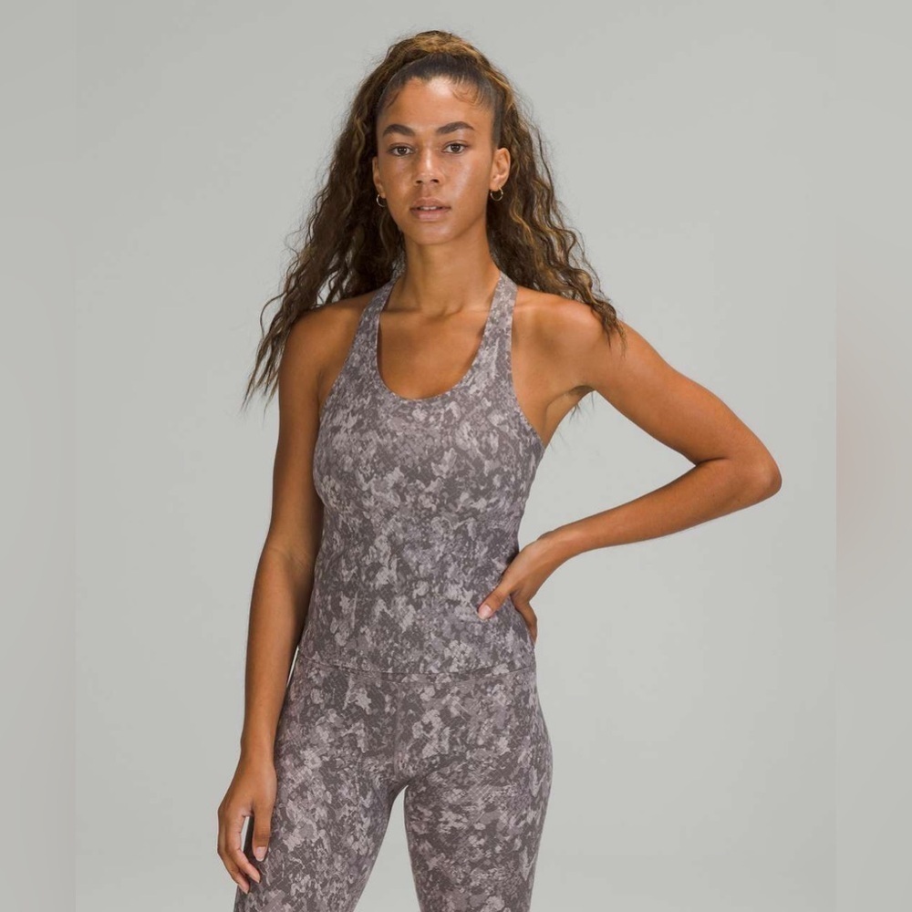 Lululemon Cool Racerback Tank Top Shorter Length Hideaway Camo Lunar Rock Multi